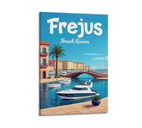 ZLXZPL Poster su tela da parete per ufficio, poster con città, Fréjus, Costa Azzurra, arte decorativa, 60 x 90 cm, stile cornice