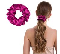 ZLYC Anelli per capelli da donna e ragazza, 100% seta, in pura seta di gelso, 19 momme (tinta unita viola), 3,5 cm