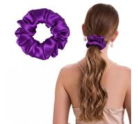 ZLYC Anelli per capelli da donna e ragazza, 100% seta, in pura seta di gelso, 19 momme (tinta unita, viola), 3,5 cm