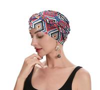 ZLYC Berretto da Donna Chemo Pre Tied Turban Headwrap Beanie, Rosso Boho, Taglia Unica