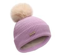 ZLYC Berretto invernale per bambini e bambine con pompon foderato in cotone lavorato a maglia, Taglia unica