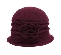 ZLYC - Cappello da Pescatore a Cloche in Lana da Donna, Stile Vintage Anni '20, con Dettaglio Floreale, Taglia Unica