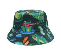ZLYC Cappello da Spiaggia Unisex con Fiori e Piante pluviali, Laghetto di Rana Verde, Taglia Unica