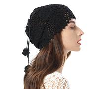 ZLYC Women Cotton Crochet Slouchy Beanie Hat Handmade Knit Summer Skull cap