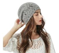 ZLYC Women Cotton Crochet Slouchy Beanie Hat Handmade Knit Summer Skull cap