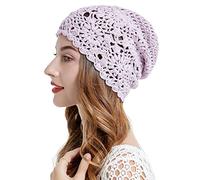 ZLYC Women Cotton Crochet Slouchy Beanie Hat Handmade Knit Summer Skull cap