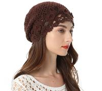 ZLYC Women Cotton Crochet Slouchy Beanie Hat Handmade Knit Summer Skull cap