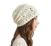 ZLYC Women Cotton Crochet Slouchy Beanie Hat Handmade Knit Summer Skull cap