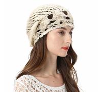 ZLYC Women Cotton Crochet Slouchy Beanie Hat Handmade Knit Summer Skull cap