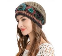 ZLYC Women Cotton Crochet Slouchy Beanie Hat Handmade Knit Summer Skull cap
