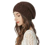 ZLYC Women Cotton Crochet Slouchy Beanie Hat Handmade Knit Summer Skull cap