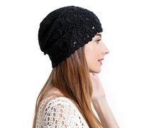 ZLYC Women Cotton Crochet Slouchy Beanie Hat Handmade Knit Summer Skull cap