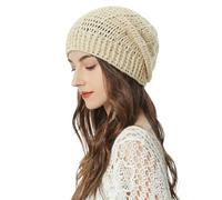 ZLYC Women Cotton Crochet Slouchy Beanie Hat Handmade Knit Summer Skull cap