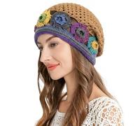 ZLYC Women Cotton Crochet Slouchy Beanie Hat Handmade Knit Summer Skull cap
