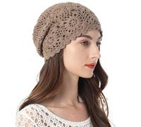 ZLYC Women Cotton Crochet Slouchy Beanie Hat Handmade Knit Summer Skull cap