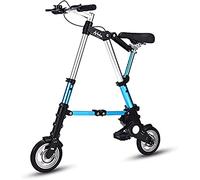 ZLYJ Bici Pieghevole 8 Pollici, Bici Pieghevole in Alluminio Leggero, Bici Città Regolabile Comoda, Telaio in Alluminio, Bici Viaggio All'aperto per Uomini Donne Blue