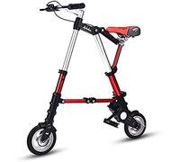 ZLYJ Bici Pieghevole 8 Pollici, Bici Pieghevole in Alluminio Leggero, Bici Città Regolabile Comoda, Telaio in Alluminio, Bici Viaggio All'aperto per Uomini Donne Red