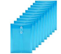 ZLYY Confezione da 10 buste in plastica trasparente blu con soffietto espandibile, per buste formato US Letter/A4 con chiusura a bottone, apertura superiore a soffietto da 3 cm