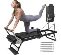ZLZNX Macchina per Il Riformatore di Pilates Casa al Coperto Macchina per L'Allenamento Molle di Resistenza Pieghevole Attrezzatura per Pilates Reformer,Nero