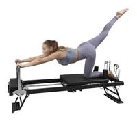ZLZNX Pilates Reformer Machine Attrezzatura per Pilates Pieghevole per Casa e Palestra Principianti e Utenti Intermedi,Nero
