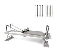 ZLZNX Pilates Reformer Machine Home Letto Pieghevole A Intensità Regolabile per Allenamento di Forza Attrezzatura,Grigio,Spring Type