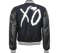 ZM ATTIRE Bomber da baseball nero da uomo Xo Varsity Jacket, Nero - Custodia in vera pelle, L