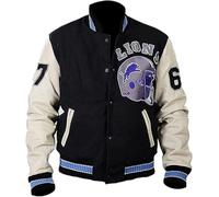 ZM ATTIRE Giacca bomber da uomo Beverly Hills Cop Eddie Murphy Baseball Tom Hardy Venom Letterman Varsity, Maniche in PU bianco sporco - Lana anteriore, M
