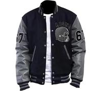 ZM ATTIRE Giacca bomber da uomo Beverly Hills Cop Eddie Murphy Baseball Tom Hardy Venom Letterman Varsity, Maniche in vera pelle - Lana anteriore, L