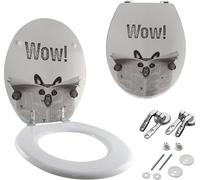 Zm Market Tavoletta wc universale Copriwater in Legno, Coprivaso colorata con accessori Cerniere viti anello Incluse Adatto a Tavolette WC toilet seat Ideale Misure Standard Montaggio Facile 8402000