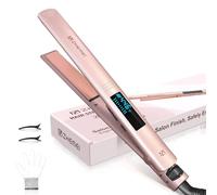 ZM ZHEMEI Piastra per capelli da 2,5 cm con display a LED, piastra professionale PTC in ceramica agli ioni negativi, doppia tensione, per capelli da donna, riscalda fino a 230 °C, 6 temperature (oro