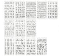 ZMaglorian 12 Pezzi Stencil per Lettere e Numeri Riutilizzabili, Stencil Alfabeto Grande per Pittura, Normografo 5 mm Disegno e Decorazione su Legno, Mobili Ceramica, Set Completo