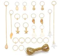ZMaglorian Set 24 Accessori per Capelli Tema Mare ORO + 5m Cordone Dorato - Anelli per Capelli Conchiglie Stella Sirena, Treccine e Dreadlock per Festival Musica Spiaggia