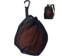 ZMaglorian Zaino Rete Porta Palloni, 1 Sacca con Tasca a Zip, Materiale Mesh Traspirante, con Moschettone e Cordino Regolabile per Pallacanestro, Calcio, Pallavolo e Rugby