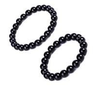 ZMANYIJEW 2 braccialetti in tormalina nera, braccialetto da uomo con cristalli neri fatti a mano con pietre preziose naturali, adjustable, Cristallo Gemma, Nessuna pietra preziosa