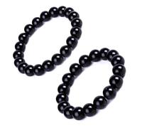 ZMANYIJEW 2 braccialetti in tormalina nera, braccialetto da uomo con cristalli neri fatti a mano con pietre preziose naturali, adjustable, Cristallo Gemma, Nessuna pietra preziosa
