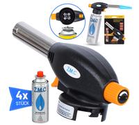 ZMC Bruciatore a Gas 1,3kW Fiamma Ossidrica + 4x 227g Cartucce Gas Set Con
