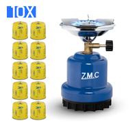 ZMC Fornello a Gas 1100 W,1 Fiammante + 10x Cartucce di Gas,Legna Carbone