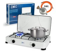 ZMC Fornello a Gas Campeggio 2-flammig Incl. Tubo E Regolatore 2,2 Kw 50 Mbar