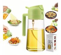 Zmcaiwsy Bottiglia spray per olio d'oliva da cucina, dispenser di olio 2 in 1 per olio e spruzzatore, spruzzatore per olio in vetro da 470 ml, friggitrice ad aria, insalata, cottura, arrosto, barbecue