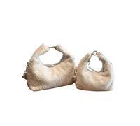 ZMCGNO Borsa tote in peluche semplice tinta unita for donna, casual e versatile, perfetta for fare shopping o uscire(White,S)