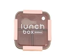 ZMCGNO Contenitore for il pranzo in plastica da 800/1100 ml, adatto al microonde, con scomparti, bento box posate, for riporre gli alimenti, for studenti e lavoratori(Square pink)