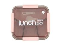 ZMCGNO Contenitore for il pranzo in plastica da 800/1100 ml, adatto al microonde, con scomparti, bento box posate, for riporre gli alimenti, for studenti e lavoratori(Rectangle pink)