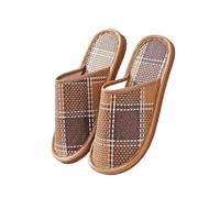 ZMCGNO Pantofole in lino for la casa con tessitura di bambù Sandali in rattan intrecciato rinfrescanti estivi Scivoli antiscivolo for interni Scarpe da camera unisex(GZ,38-39)