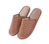 ZMCGNO Pantofole in lino for la casa con tessitura di bambù Sandali in rattan intrecciato rinfrescanti estivi Scivoli antiscivolo for interni Scarpe da camera unisex(SS,38-39)