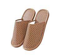 ZMCGNO Pantofole in lino for la casa con tessitura di bambù Sandali in rattan intrecciato rinfrescanti estivi Scivoli antiscivolo for interni Scarpe da camera unisex(QS,38-39)