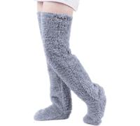 ZMCGNO Scaldamuscoli soffici Calza Coprigambe caldo invernale Calzini sopra il ginocchio for la casa Pantaloni di lana spessi lunghi da letto Pantofole(Gray1)
