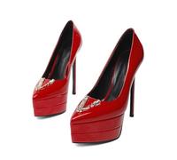 ZMCGNO Tacco a Spillo da 15 cm, Tacco Alto a Spillo, Punta in Pelle Laccata, Sexy(Color 10,38)