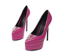 ZMCGNO Tacco a Spillo da 15 cm, Tacco Alto a Spillo, Punta in Pelle Laccata, Sexy(Color 15,44)