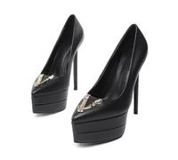 ZMCGNO Tacco a Spillo da 15 cm, Tacco Alto a Spillo, Punta in Pelle Laccata, Sexy(Color 4,44)