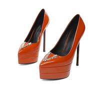 ZMCGNO Tacco a Spillo da 15 cm, Tacco Alto a Spillo, Punta in Pelle Laccata, Sexy(Color 7,43)